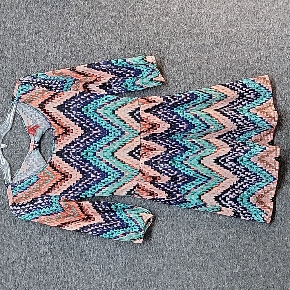Red Camel ¾ Sleeve Geometric Dress Size Small